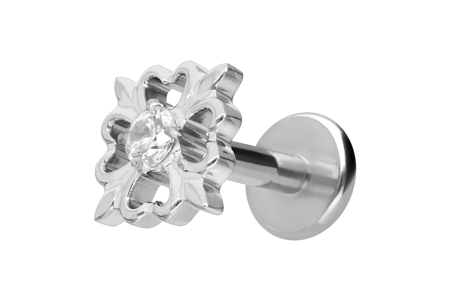 Titan Labret Piercing mit Innengewinde KLEEBLATT